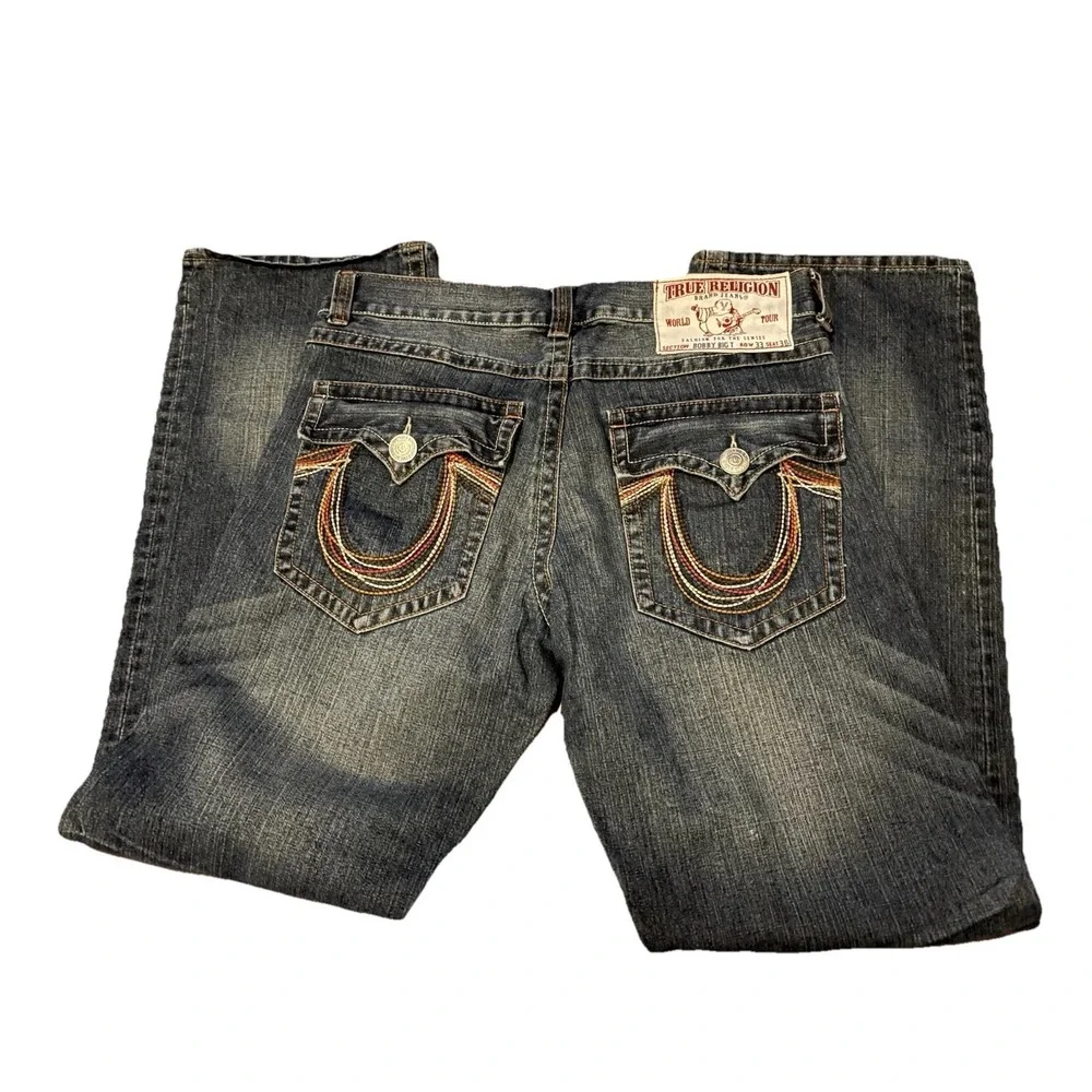 Men's VTG True‎ Religion Bobby Big T Jeans Size 36x33 Y2K Denim Boot